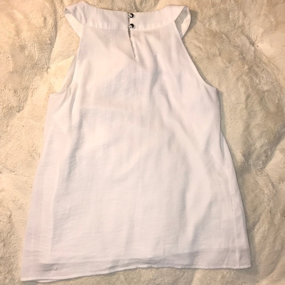 Banana Republic White Top w/Ivory Beaded Neckline - Picture 2 of 8